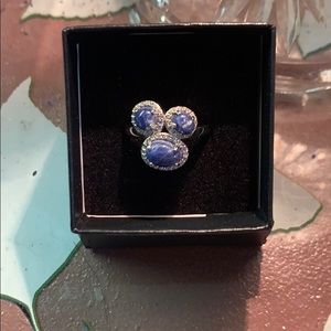 Blue Opal and Diamond ring